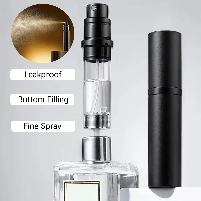 5ML Mini Aluminum Spray Alcochol Empty Refillable Storage Bottle Portable Perfume Atomizer Liquid Container Cosmetics Traveling