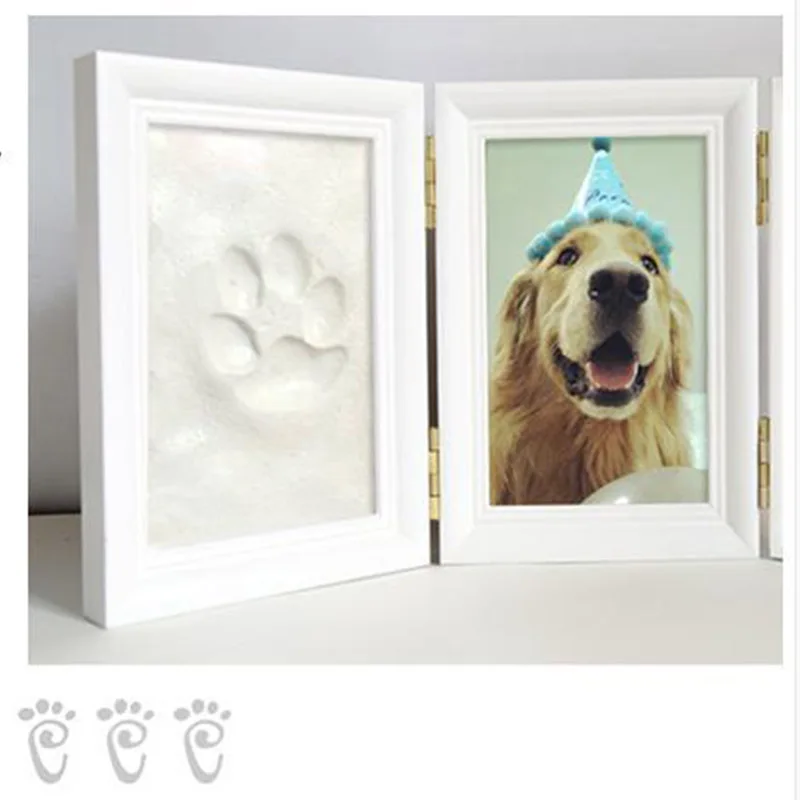 Pet Souvenir Dog Paw Print Mud Photo Frame Photo To Commemorate Cemetery Tombstone Urn Cat Paw Print Pet Eeath Memorial