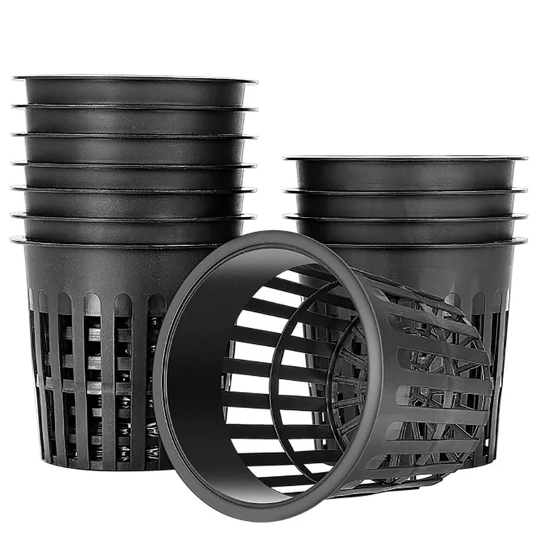 ABNO-150 Pack 4 Inch Net Cups Slotted Mesh Wide Lip Filter Plant Net Pot Bucket Basket For Hydroponics