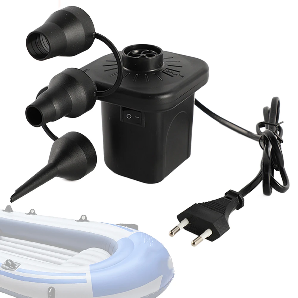 Mini Inflatable Pump Electric Air Pump with 3 Nozzles Portable Rapid Filling Mattress Swimming Pool Air Filling Blower Injector