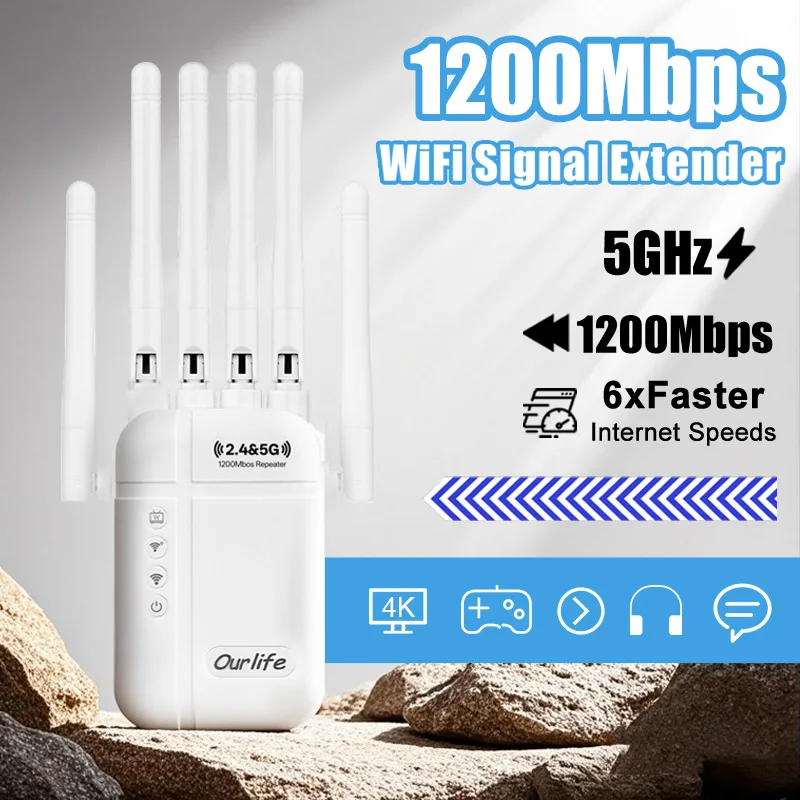 Répéteur WiFi 1200Mbps amplificateur sans fil double bande 2.4G 5GHz réseau amplificateur de Signal longue portée pour bureau à domicile amplificateur Wi-Fi