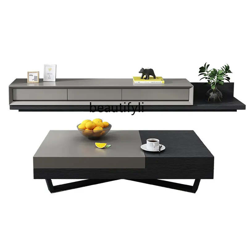 

TV Cabinet Modern Minimalist Multifunctional Living Room Retractable Coffee Table TV Cabinet Assembled Cabinet