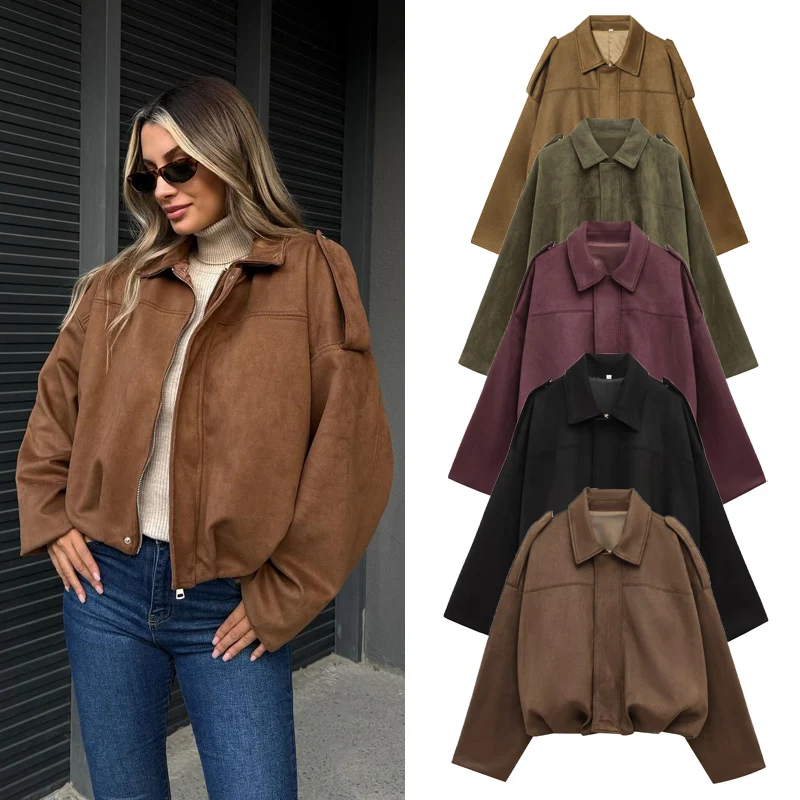 

Осенние женские куртки 2024, новые пальто и куртки, замшевая куртка, верхняя одежда, женская куртка-бомбер, демисезонная куртка для женщин