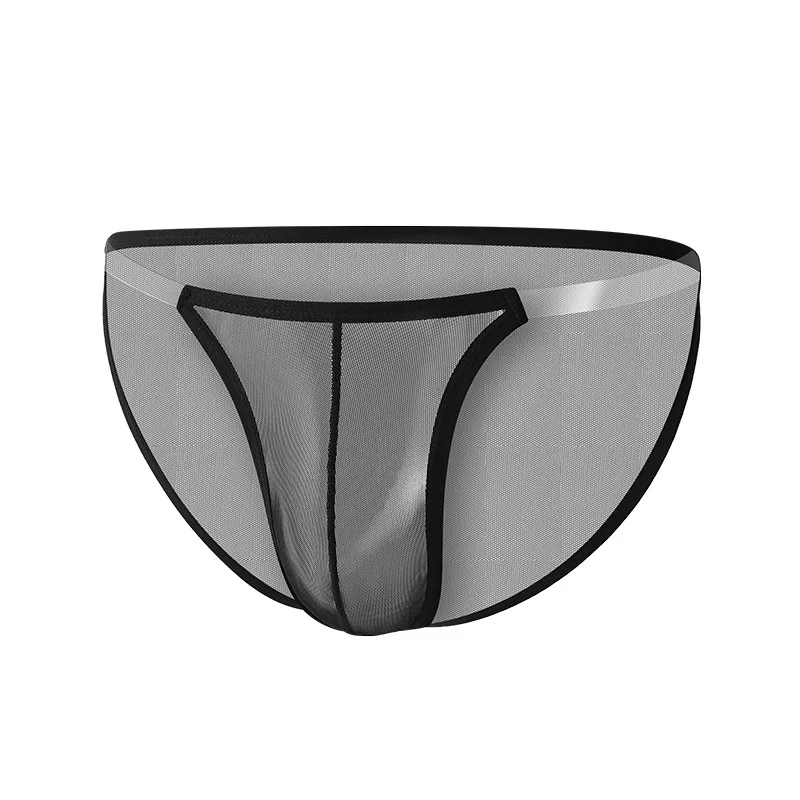 Men Underwear Sexy Full Mesh Transparent Briefs Breathable Low Waist Sexy Men Underwear