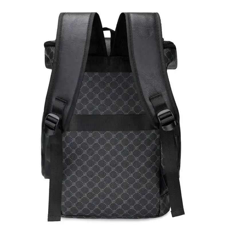 حقيبة ظهر جلدية فاخرة للرجال عادية مطبوعة الملمس حقيبة كمبيوتر الأعمال اللون مطابقة سفر الأعمال 2025 رائجة البيع