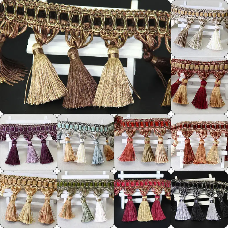 1M/2M/3M Curtain Edging Sewing Trims Tassel Fringe Upholstery DIY Door Cushion Decor Tassel Lace Trim