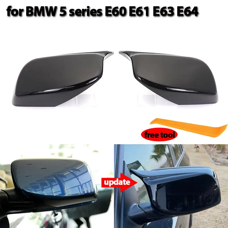 

2x Rearview Side wing mirror cover Carbon Fiber Pattern Black for BMW 5 Series E60 E61 E63 E64 2004-08 520i 525i 528i 528xi 530i