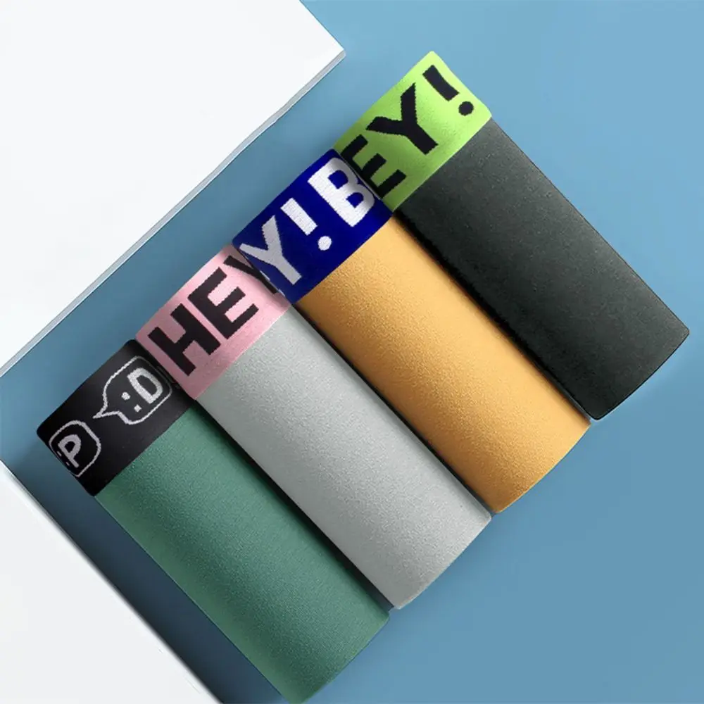 

4 шт., мужские хлопковые трусы с буквенным принтом, трусы со средней талией, бесшовное нижнее белье для мужчин, тонкие трусы, мужские шорты-боксеры, летние