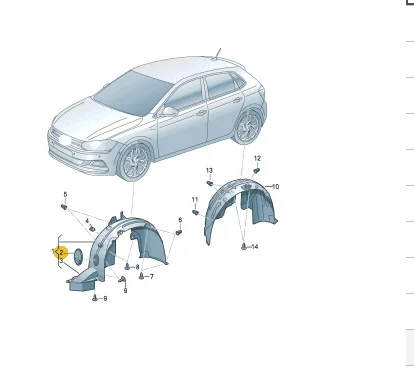 Genuine Front  Wheel Housing Liner Cover Cap For VW T-Roc Polo T-Cross 2018-2024   Caddy Jetta 2021-2024  2GA805413 2GA 805 413
