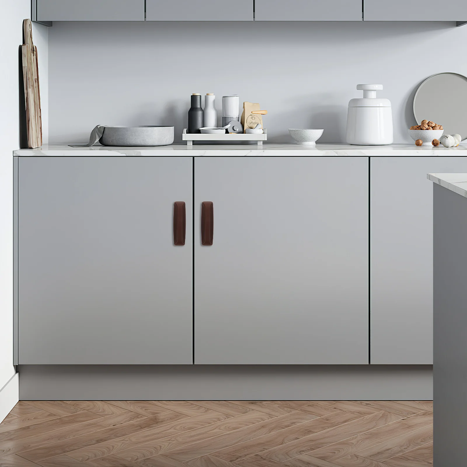 

2Pairs Adhesive Cabinet Handles No-Drill Installation Heavy-Duty Plastic for Kitchen Bathroom Sliding Closet Fridge Door Handle