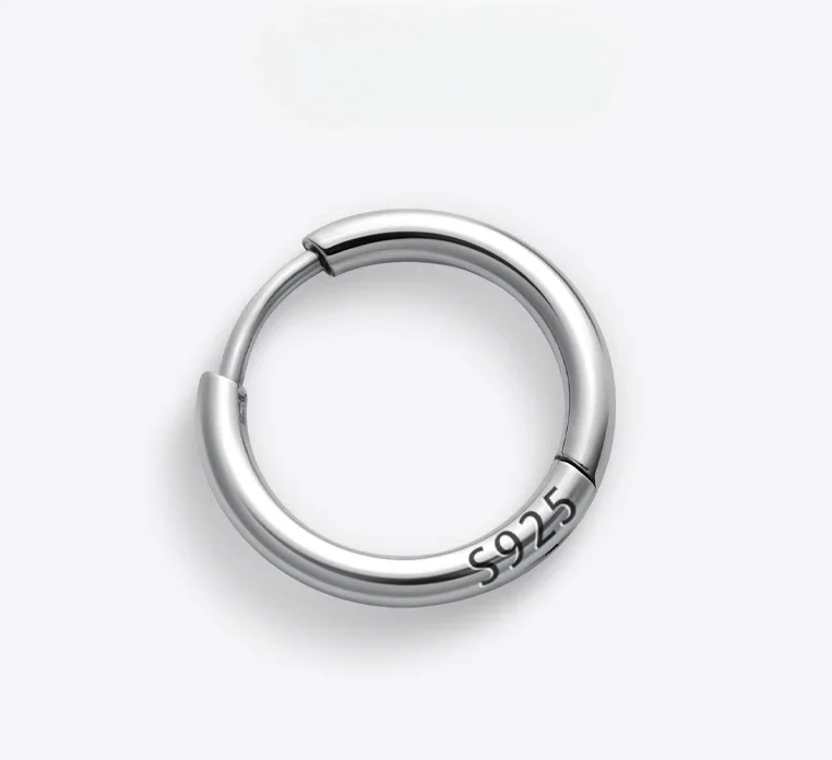 Sterling silver earrings men's double rings light luxury cold wind ring
