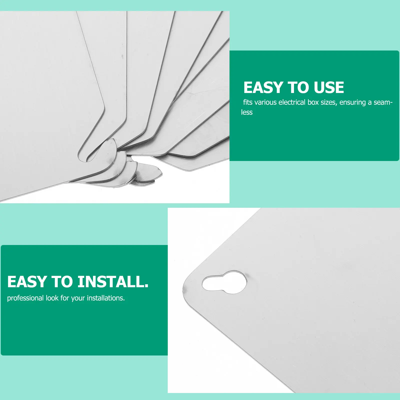 8Pcs Metal Electrical Box Wall Blank Plate Cover Square Outlet Faceplate Easy Installation Junction Panels view 3