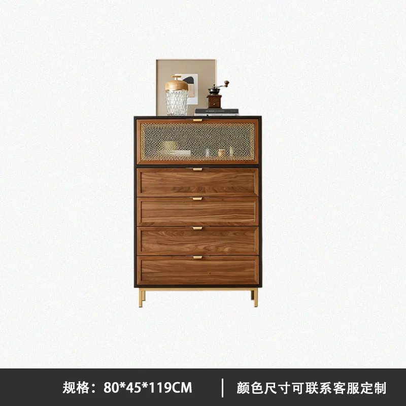 Light luxury chest of drawers living room TV side cabinet Nordic bedroom storage retro storage cabinet