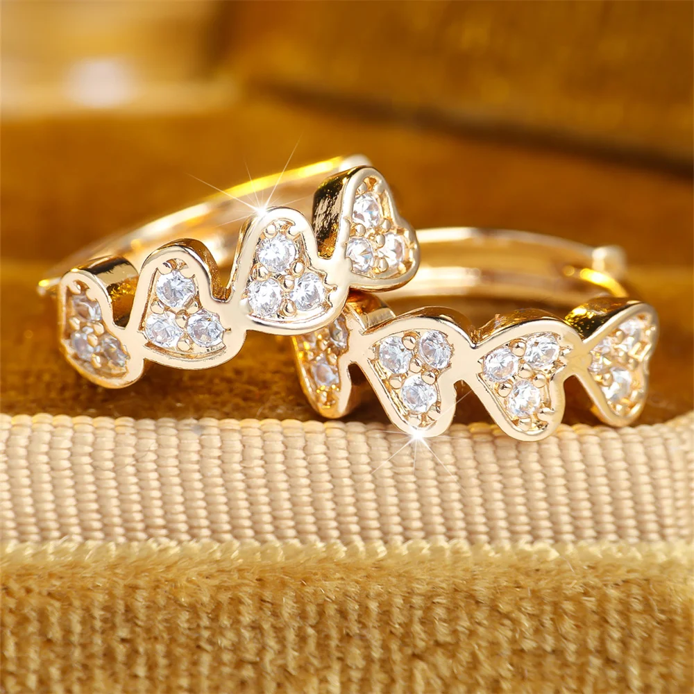 White Zircon Single Row Love Heart Hoop Earrings For Women Vintage Gold Silver Color Ear Buckle Wedding Jewelry Versatile Gifts