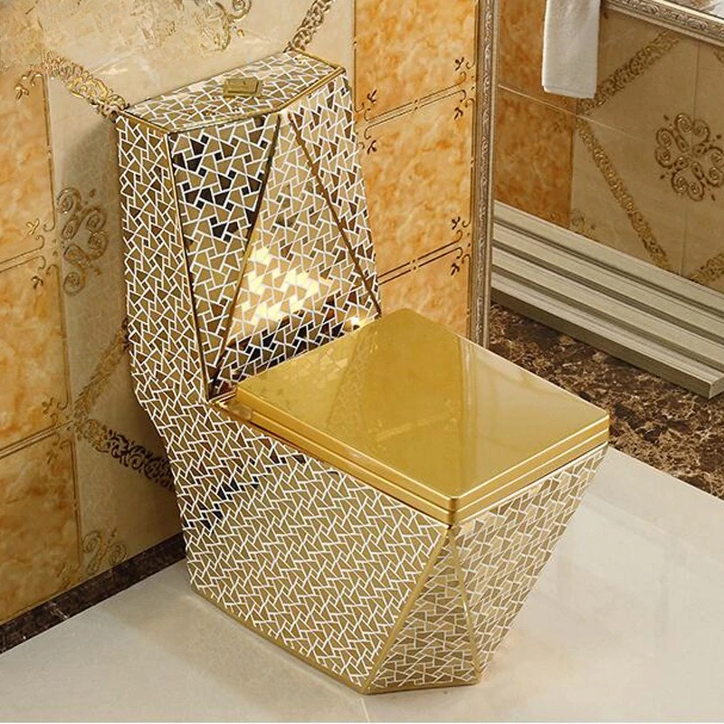 Hot-selling Golden Toilet In The Middle East, Electroplated Ceramic, Super Swirl Type, Water-saving, Deodorant, Luxury Toilet, C