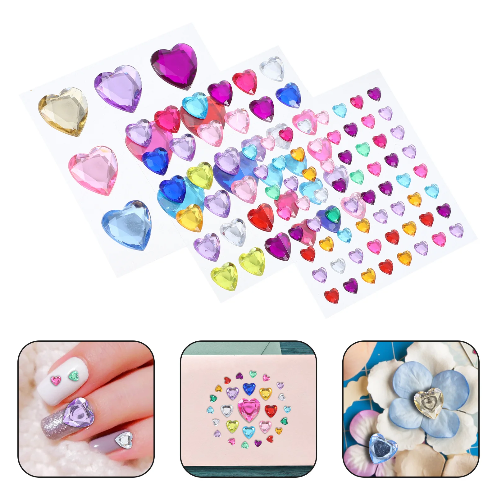 

12pcs Heart Rhinestones Stickers Acrylic 3D Gemstone Decals For Nail Art Face Body Diy Decor Valentine Wedding Craft Glitter