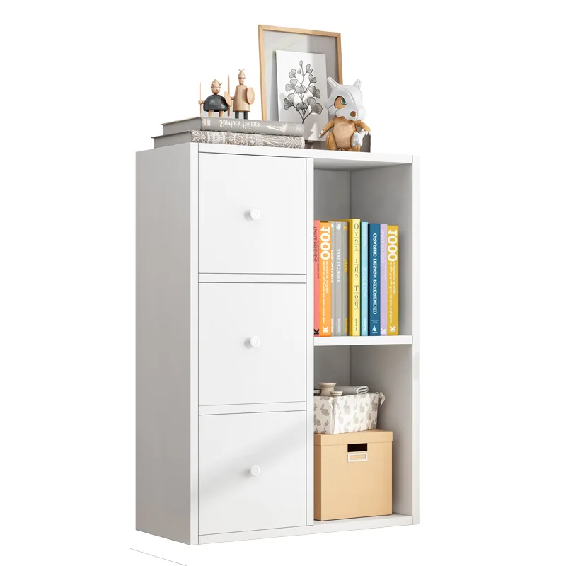 

bay window cabinet, locker, white simple bookshelf, simple floor-to-ceiling bookcase, storage cabinet, balcony household