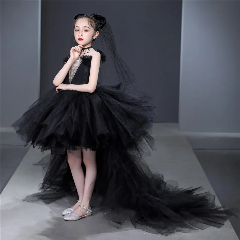 

Baby Girls Tutu Birthday Gown White Communion Baptism Dress Little Girls Solid Color Black Halloween Infant Vintage Vestidos