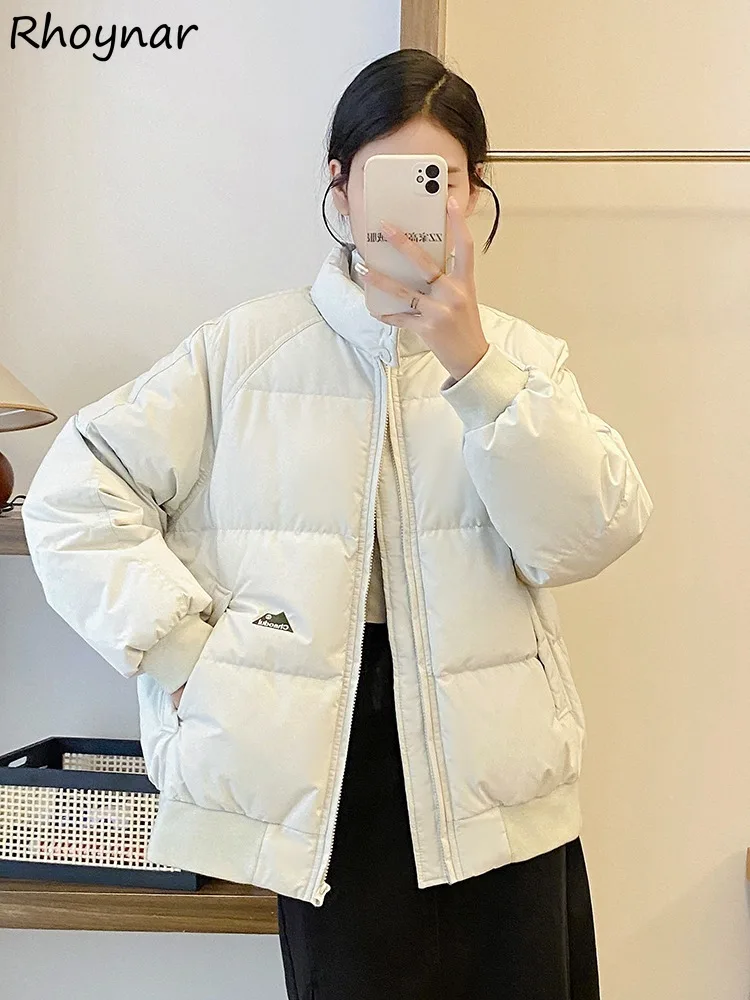 

Parkas Women Daily Plus Velvet Casual Stand Collar Students Zippers Pockets Warm Winter Windproof All-match Korean Style Coats