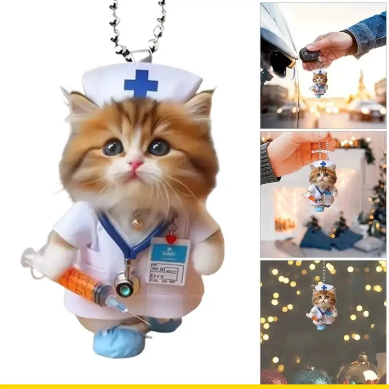 SZCH Reusable Nurse Feline Acrylic Auto Pendant Perfect For Seasonal Theme Decorations