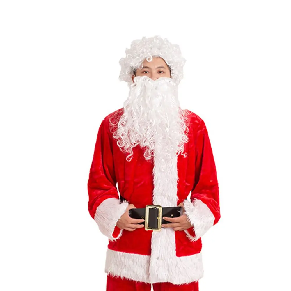 Engraçado para o feriado maquiagem realista adulto crianças peruca branca papai noel barba cosplay adereços acessórios de natal