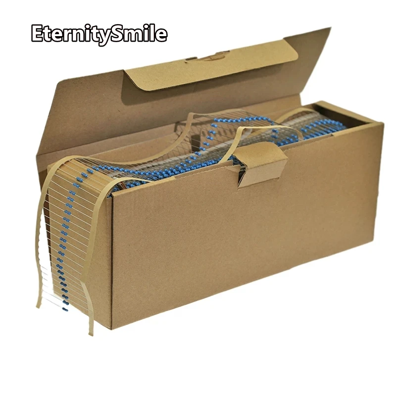 5000PCS 1/4W Resistance 1% 1Kohm~2M Metal Film Resistor Assorted Kit Set 1K 10K 22K 100K 100ohm 220ohm 1M 2.2M Resistors Pack