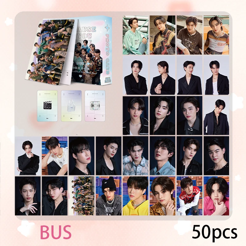 Thailand BUS Boy Band Laser Small Card 50pcs/set KPOP Album LOMOCard Beautiful Photo Card Girl Collection Gift Postcard New Song