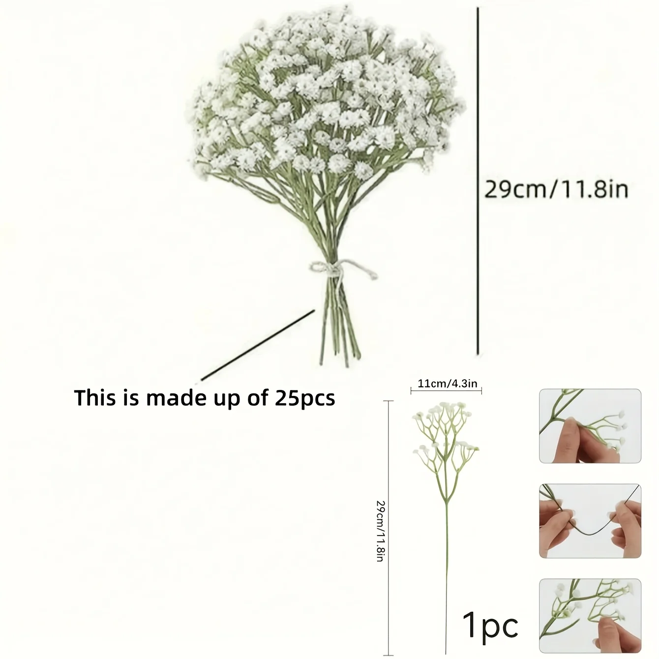 20pcs Realistic White Gypsophila Artificial Flowers - Elegant Faux Breath for Wedding Bouquets, DIY Home & Office Decor image 3