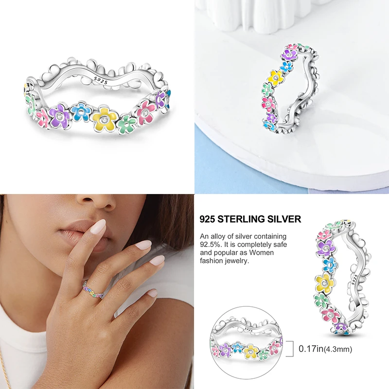 Rings For Women 925 Sterling Silver Tulip Lotus Flower Butterfly Firefly Sweet Romantic Spring Wedding Anniversary Fine Jewelry image 6