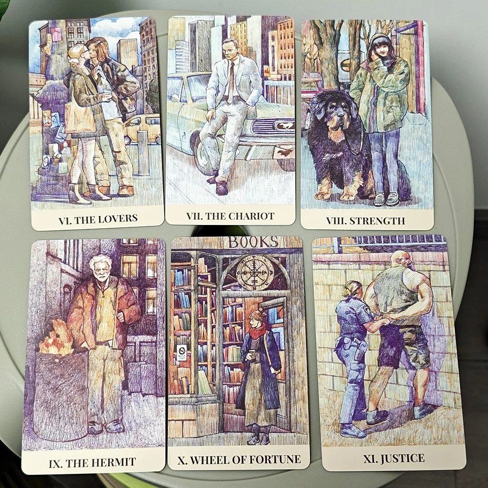 12*7cm City Labyrinth Tarot, 78 Cards Tarot Deck | Indy Tarot Pen-drawn about Life In New York In The Early 2000s