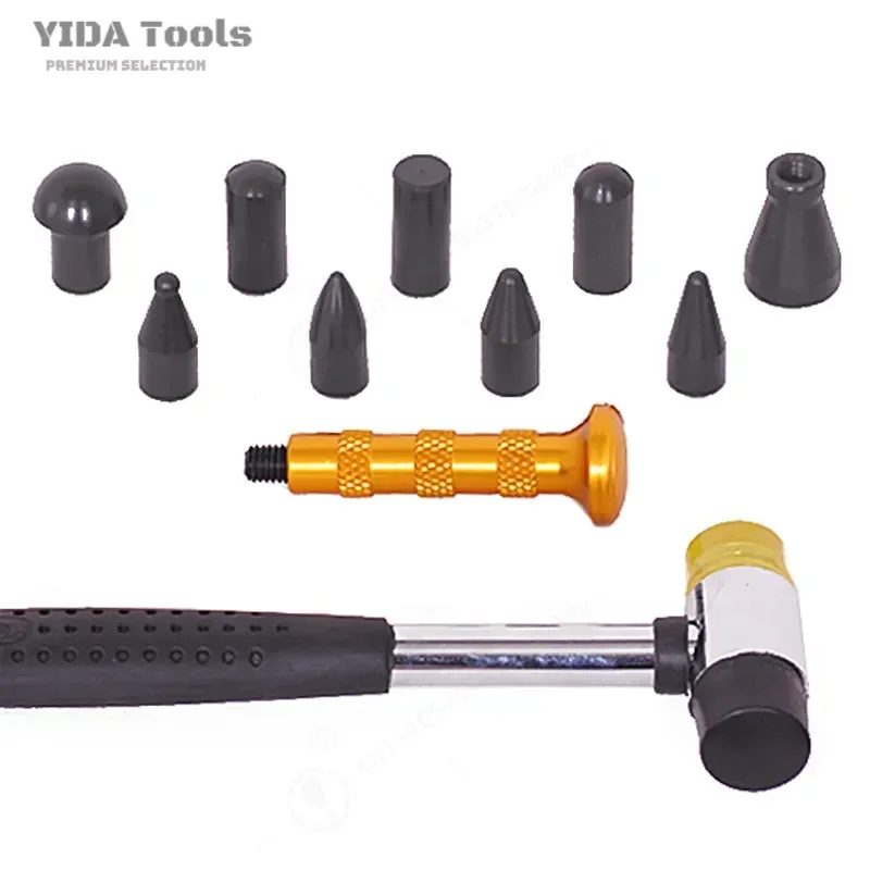 Car Dent Repair Tool Leveling Pen Hammer Bump Removal Kit with Replaceable Tapping Head for Auto Body Paintless Dent Puller
