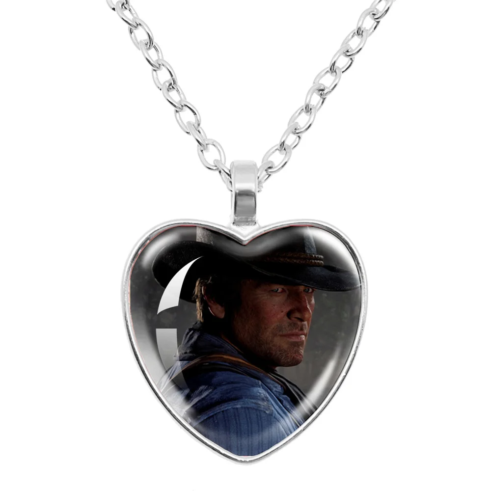 Game Red Dead Redemption Peach Heart Necklace Pendant Fans Gift Van der Linde Gang Arthur Morgan John Maston