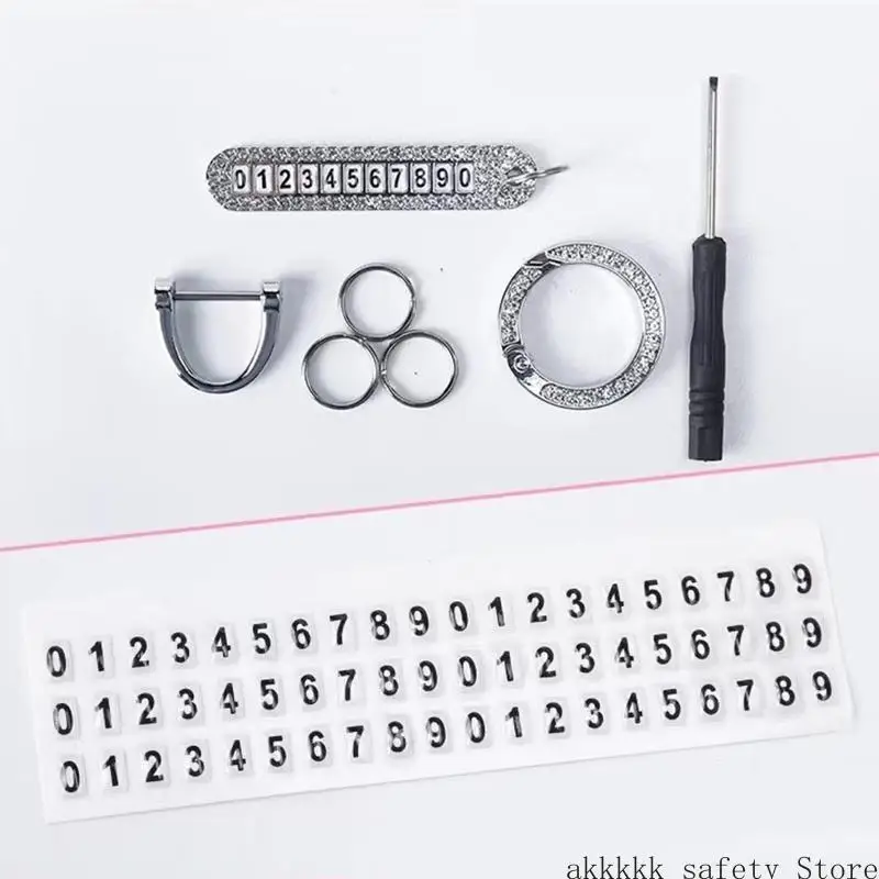 XXFF Car Keychain Charm Diamond Encrusted for Key Ring Finger Ring Lanyard Number Pla