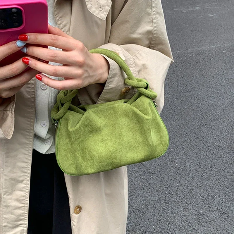 

Autumn Frosted Small Crossbody Bags for Women 2025 Trend Faux Suede Short Handle Handbags Female Shoulder Bag