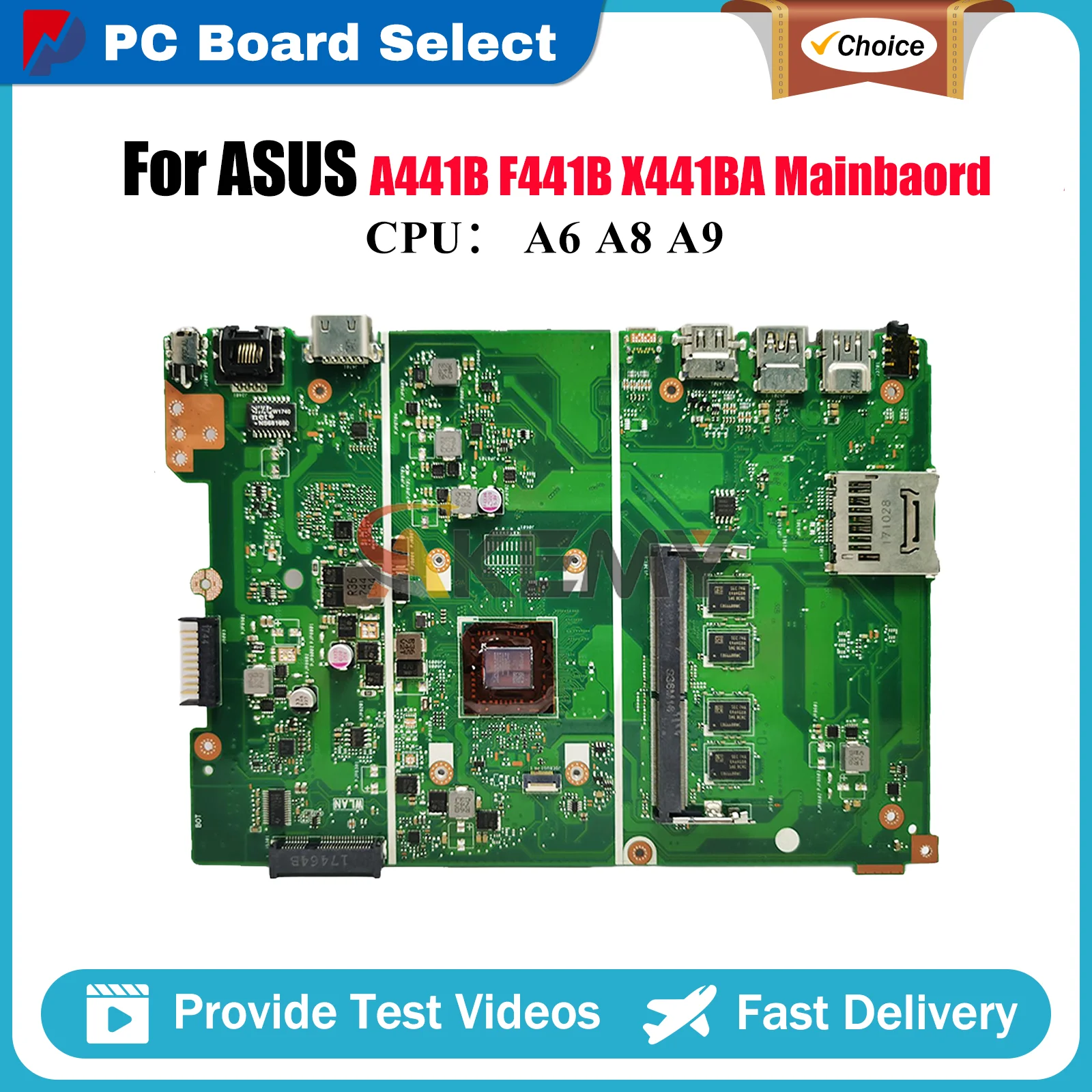 

X441BA Материнская плата для ноутбука ASUS VivoBook A441B F441B X441BA X441B Материнская плата для ноутбука с процессором A6 A8 A9 тест ОК быстрая доставка