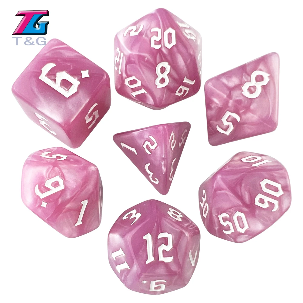 T & G Polyhedral Opaco Dice Set, Tabuleiro, Tábua, Jogar jogos, Dados DND