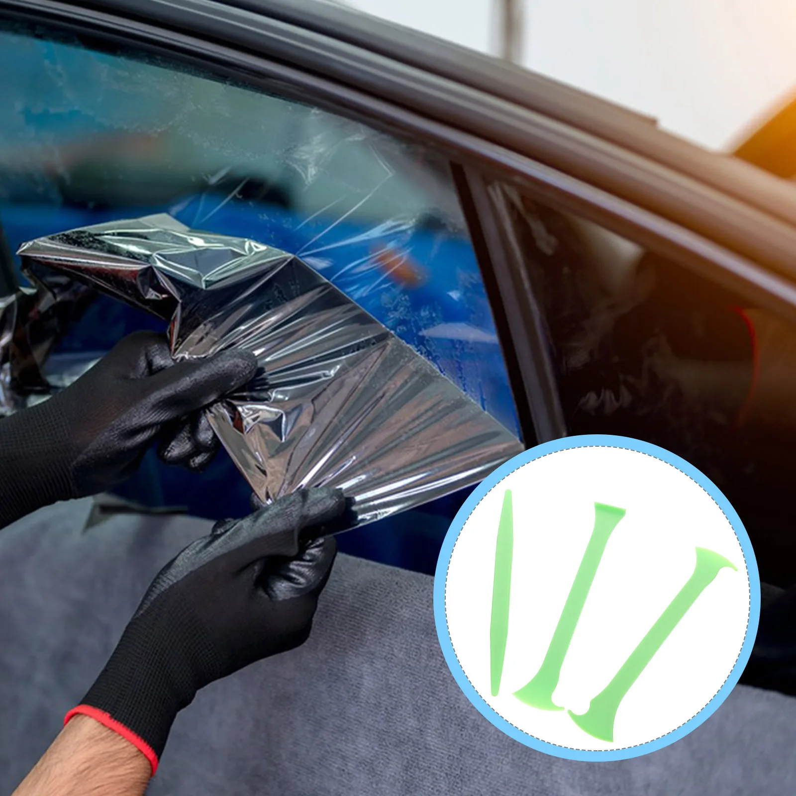3pcs Car Vinyl Wrap Tool Kit For Edge Finishing Door Gap Sealing Trimming Durable Plastic Auto Squeegee Window