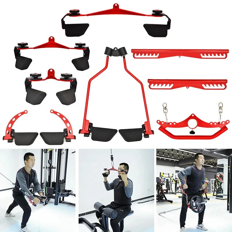 Home Gym LAT Pull Down T/V Bars Biceps Triceps Blaster Handle Cable Machine Attachment For Cable Rowing Fitness Accessories