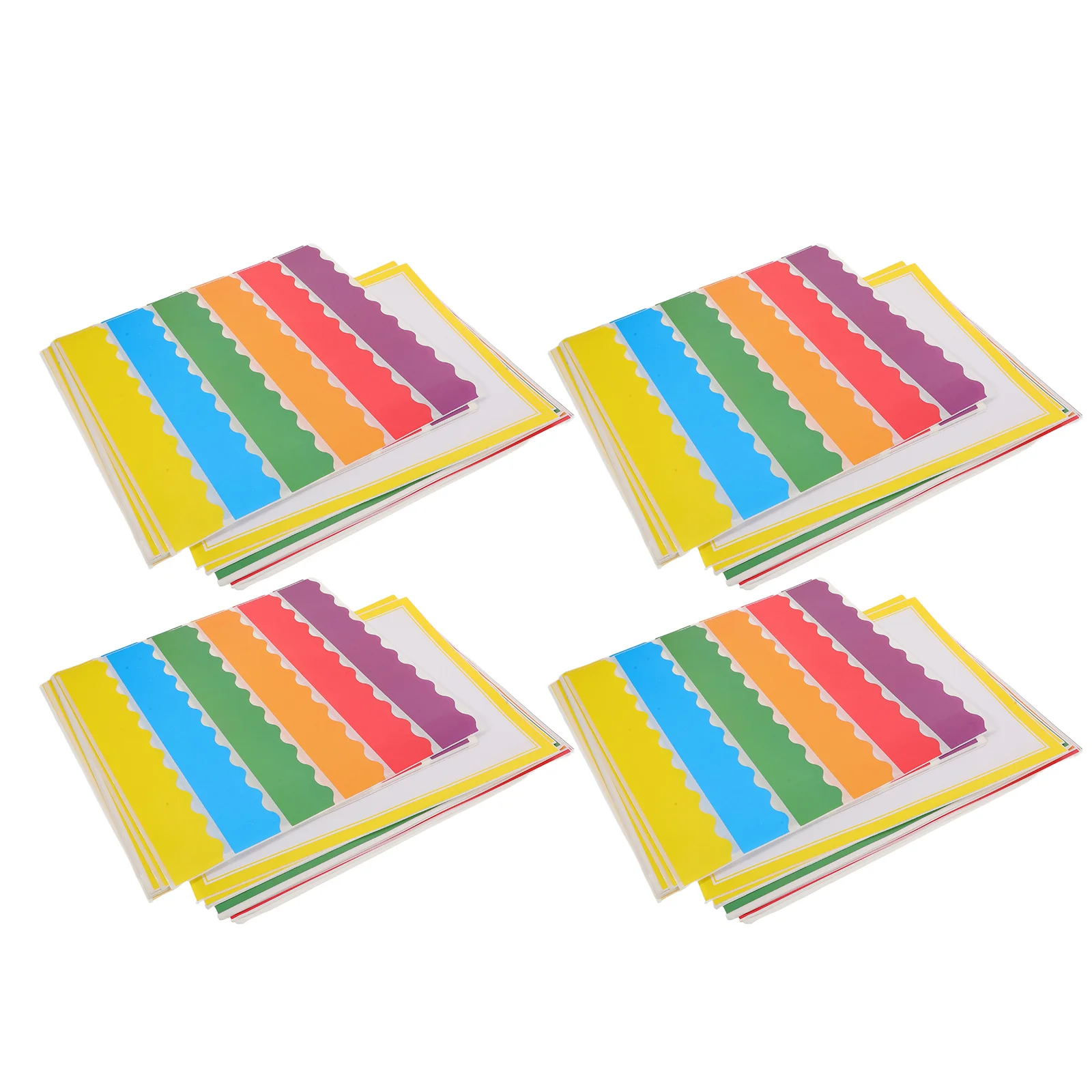 150Pcs Colorful Rainbow Bulletin Board Borders Scalloped Classroom Display Fair Project Paper Border