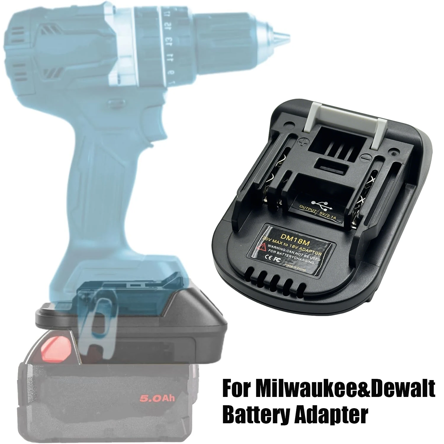 Für DeWalt & Milwaukee Akku-Adapter DM18M, Konverter für DeWalt & Milwaukee, umwandelbar für Makita 18V Werkzeugadapter (ohne Akku)