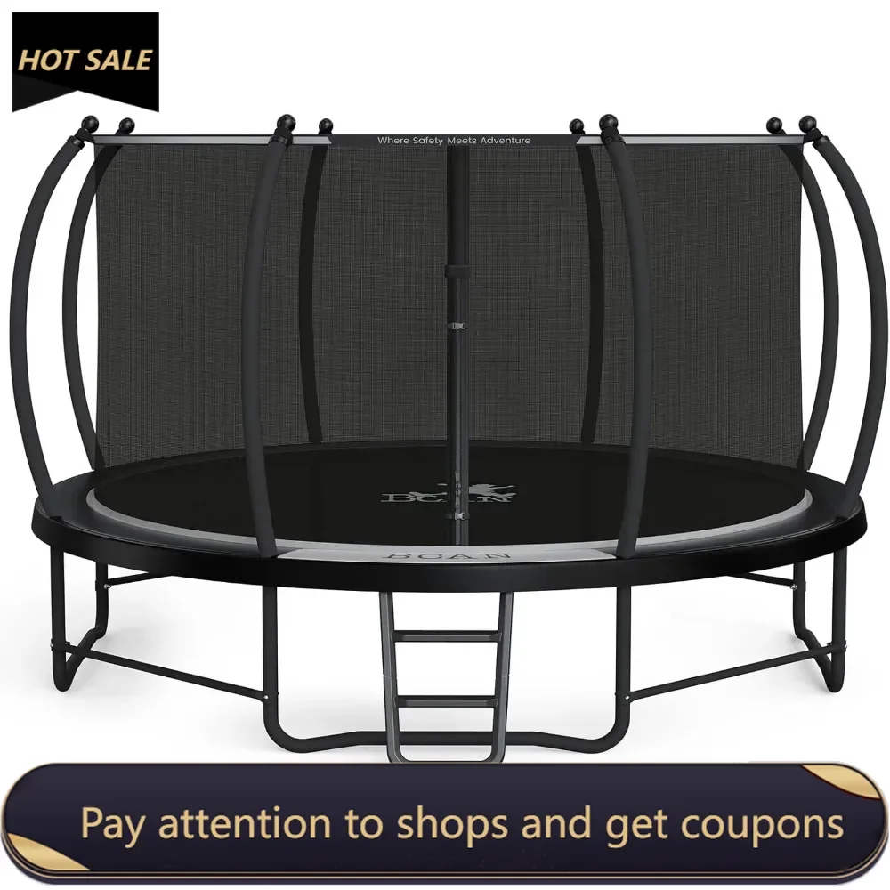 

Trampoline 12FT Recreational Trampoline with Enclosure for Kids Adults, ASTM Approved, Outdoor Trampoline with Wind Stakes