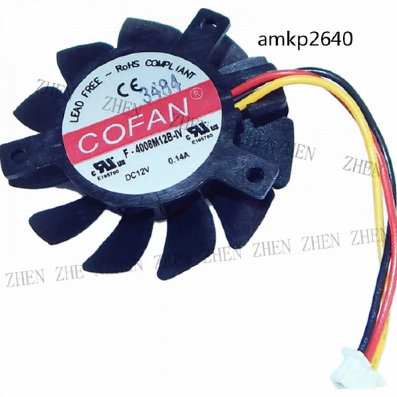 Y 1PC for  F-4008M12B-IV 3pin   40x40x8 mm IV DC12v 0.14A Fan