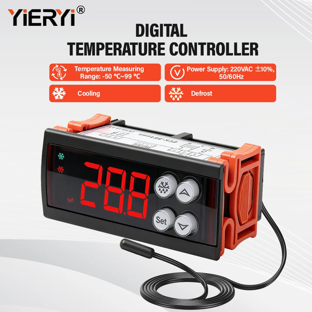 

Цифровой терморегулятор ECS-961NEO 220В -50°C ° C~99 ° Система охлаждения и размораживания для холодильных складов, аквакультуры, лабораторий, дома, с датчиком