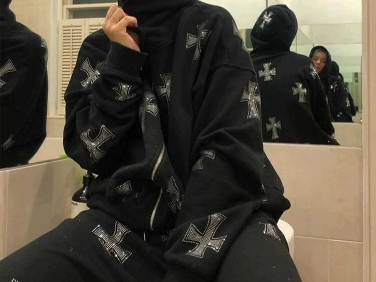 

2025 Hot Diamond Jacket Autumn and Winter Retro Zipper Hoodie Cardigan