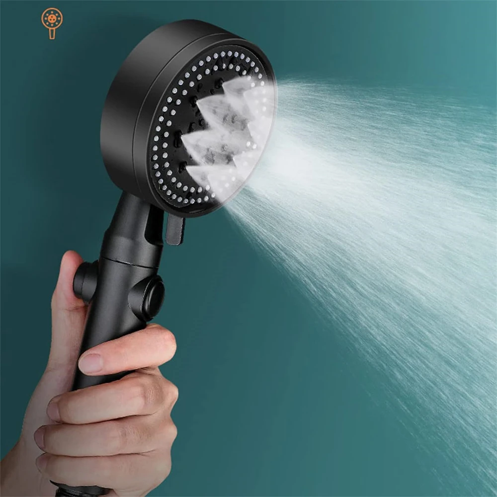 1 Piece Bathroom 5 Modes Adjustable High-Pressure Shower Head Water-Saving One-Key Stop Spray Nozzle Bathroom Accessories