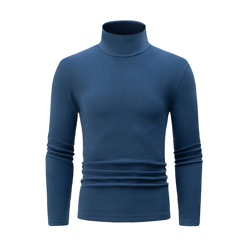 1/3 Piece Autumn And Winter Men Solid Color Thick Brushed Fashionable High Neck Base Shirt Comfortable Plus Size Casual Top