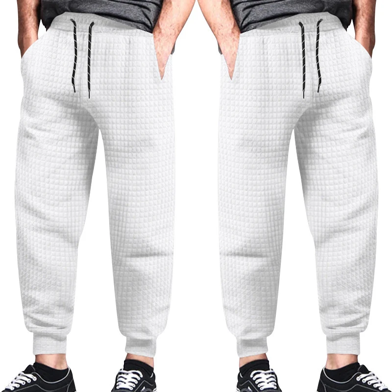 Spring Autumn Fashion Outdoor Square Jacquard Pant Men Women Casual Solid Color Streetwear Long Trousers Unisex Pants Sweatpants