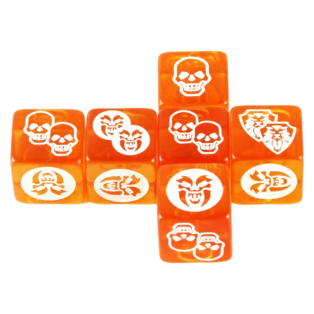 Dés de jeu de société transparents avec motif blanc, orange, D6, jeu de table, 4 pièces-10 pièces