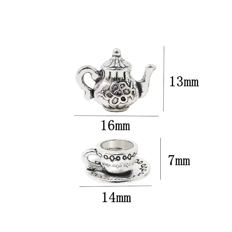 1set Mini Teapot Cup Tea Saucer Set Dollhouse 1:12 Metal Dining Miniature Model Figurines Doll House Home Decor