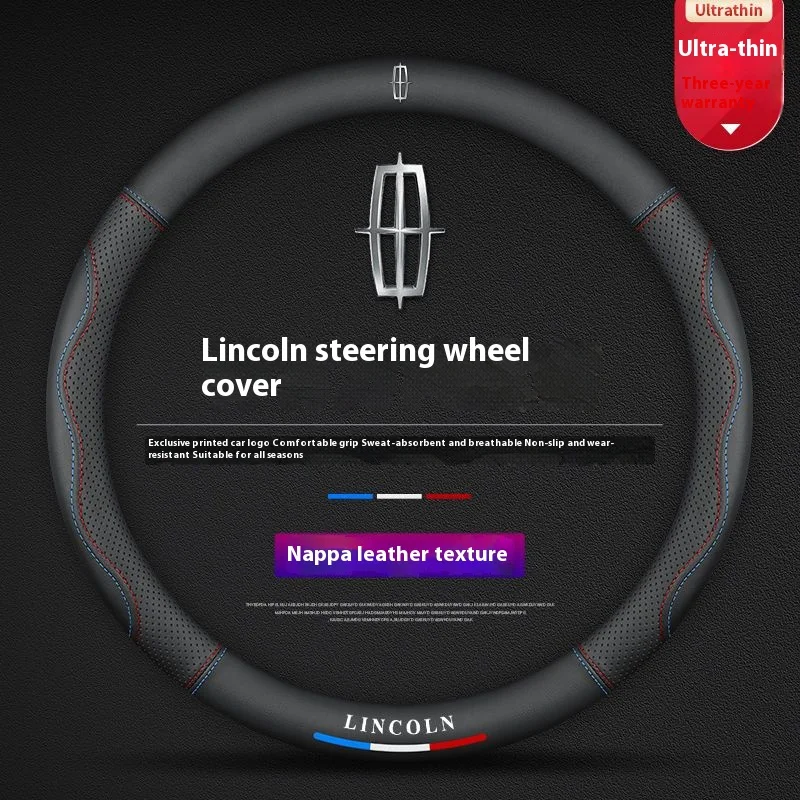 

For Lincoln Z MKZ MKT MKC MKX MKS Navigator Aviator Nautilus Corsair Continental Leather Breathable Car Steering Wheel Cover
